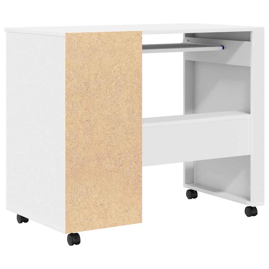 Bureau met Wielen met lade Wit 91 x 50 x 77 cm Bewerkt hout is nu te koop bij PeponiXL, paradijselijk wonen!