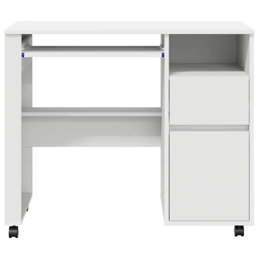 Bureau met Wielen met lade Wit 91 x 50 x 77 cm Bewerkt hout is nu te koop bij PeponiXL, paradijselijk wonen!
