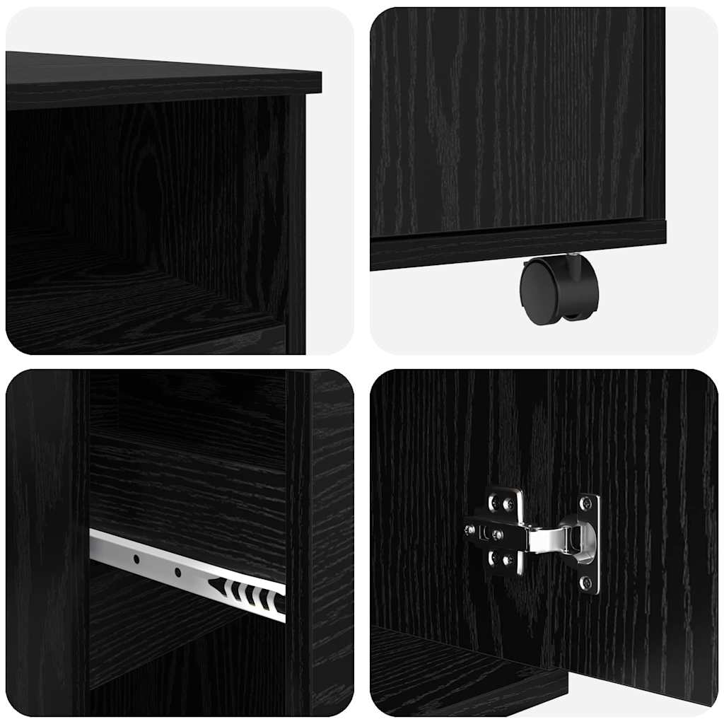 Bureau met Wielen Zwart Eiken 91 x 50 x 77 cm Bewerkt hout is nu te koop bij PeponiXL, paradijselijk wonen!