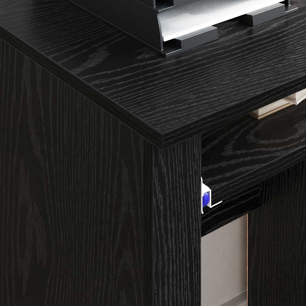 Bureau met Wielen Zwart Eiken 91 x 50 x 77 cm Bewerkt hout is nu te koop bij PeponiXL, paradijselijk wonen!