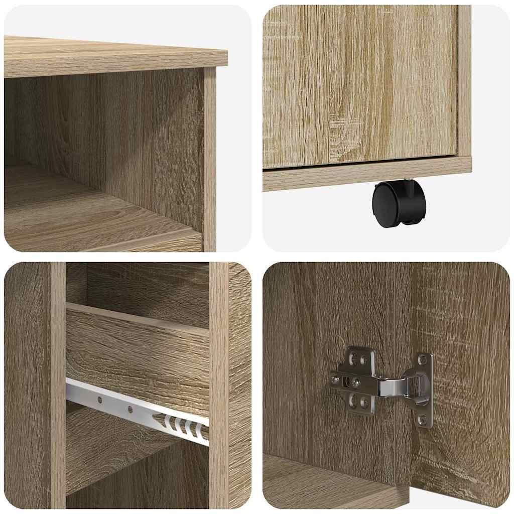Bureau met Wielen Sonoma Eiken 91 x 50 x 77 cm Bewerkt hout is nu te koop bij PeponiXL, paradijselijk wonen!