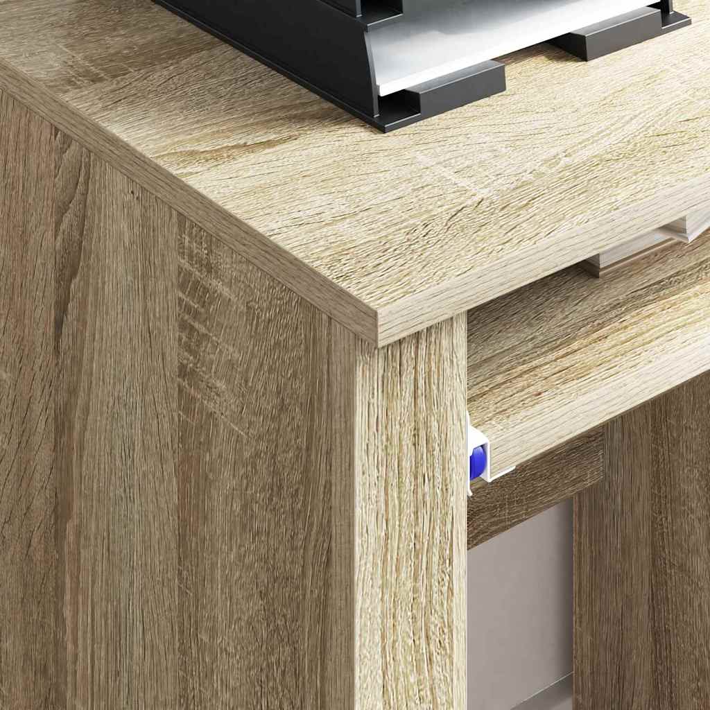 Bureau met Wielen Sonoma Eiken 91 x 50 x 77 cm Bewerkt hout is nu te koop bij PeponiXL, paradijselijk wonen!