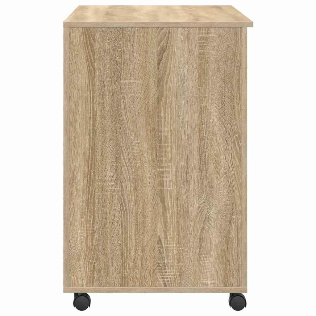 Bureau met Wielen Sonoma Eiken 91 x 50 x 77 cm Bewerkt hout is nu te koop bij PeponiXL, paradijselijk wonen!