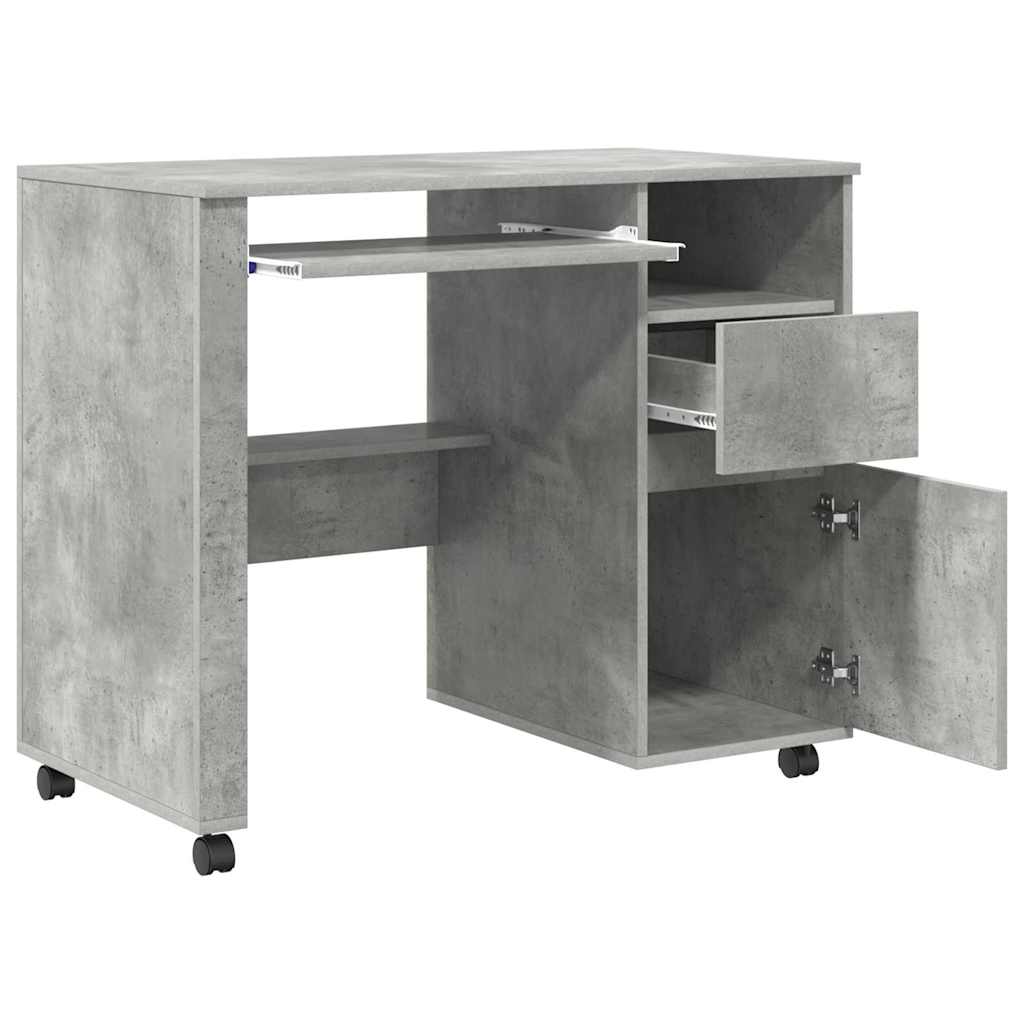 Bureau met Wielen Beton Grijs 91 x 50 x 77 cm Bewerkt hout is nu te koop bij PeponiXL, paradijselijk wonen!