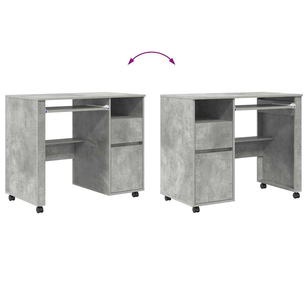 Bureau met Wielen Beton Grijs 91 x 50 x 77 cm Bewerkt hout is nu te koop bij PeponiXL, paradijselijk wonen!