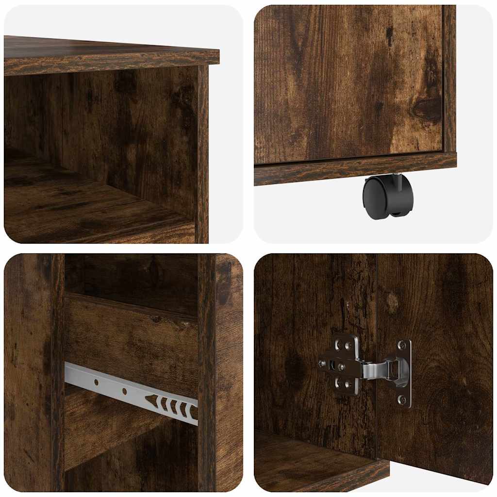 Bureau met Wielen Gerookt eiken 91 x 50 x 77 cm Bewerkt hout is nu te koop bij PeponiXL, paradijselijk wonen!