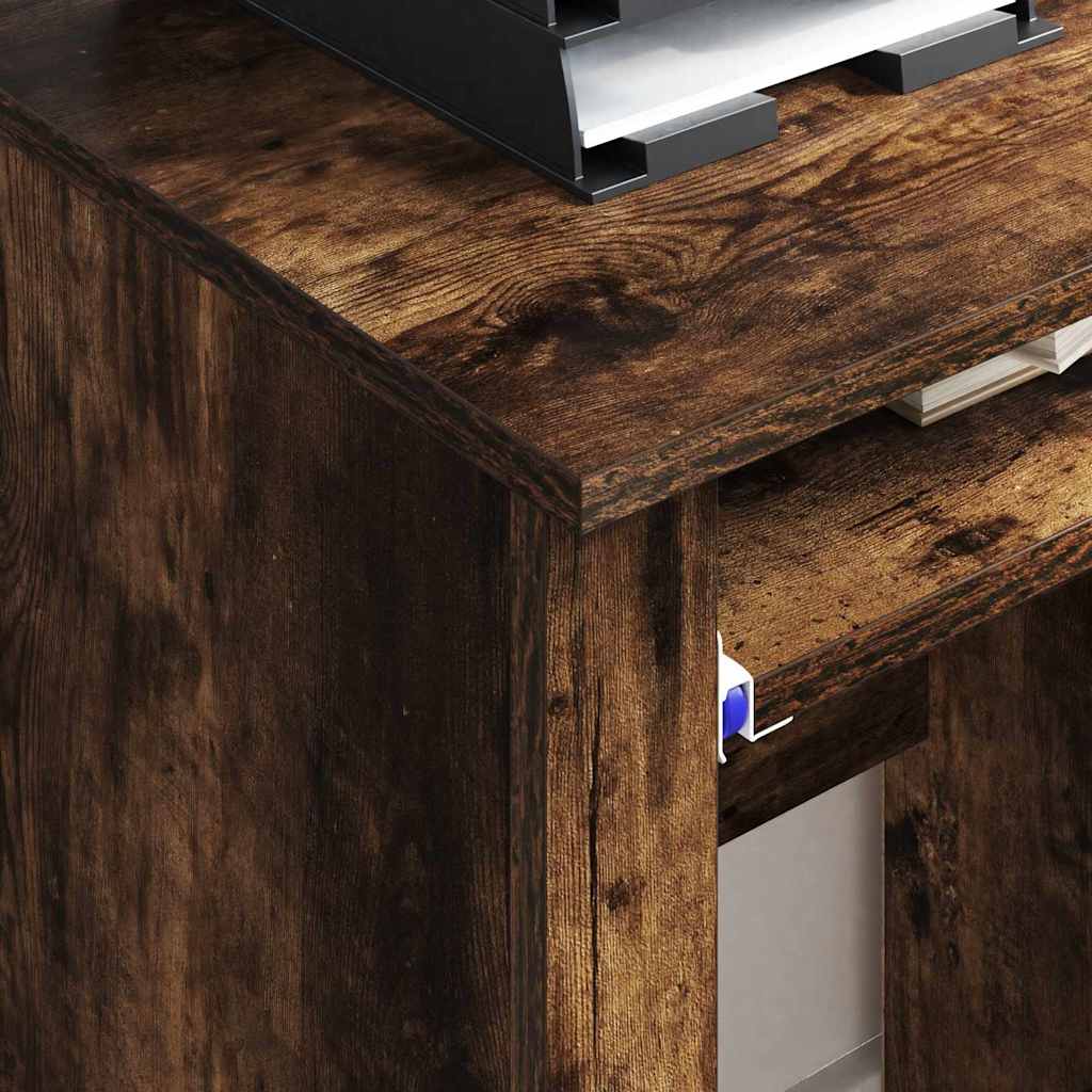 Bureau met Wielen Gerookt eiken 91 x 50 x 77 cm Bewerkt hout is nu te koop bij PeponiXL, paradijselijk wonen!