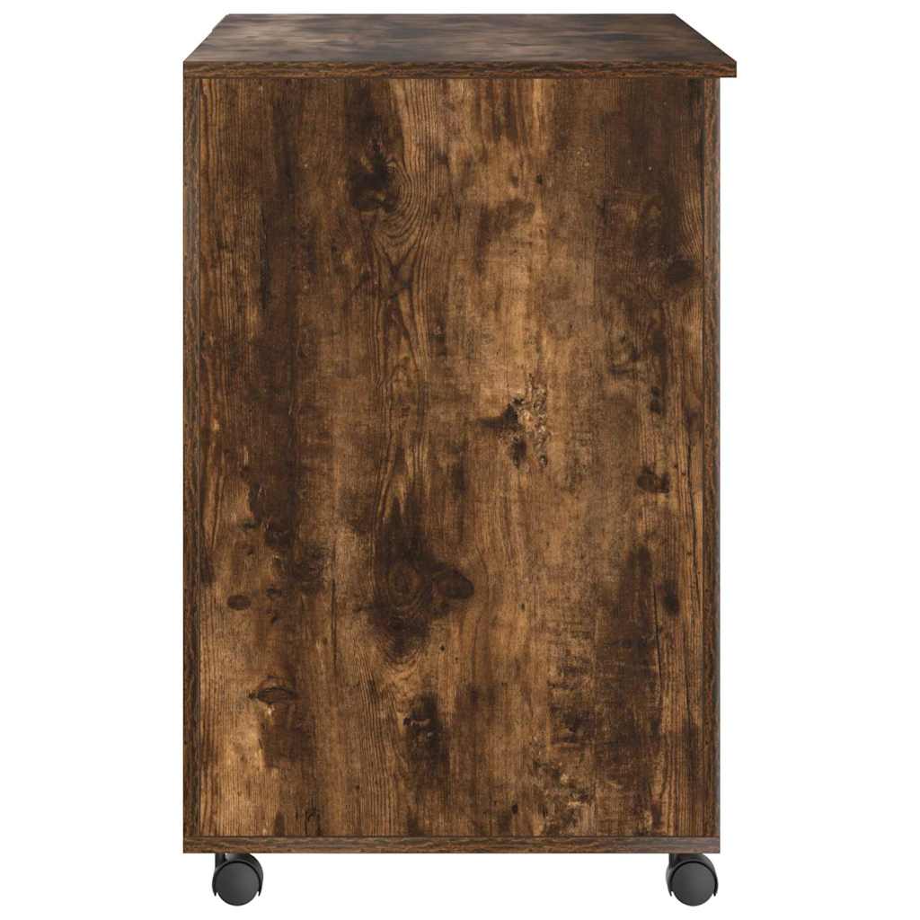 Bureau met Wielen Gerookt eiken 91 x 50 x 77 cm Bewerkt hout is nu te koop bij PeponiXL, paradijselijk wonen!