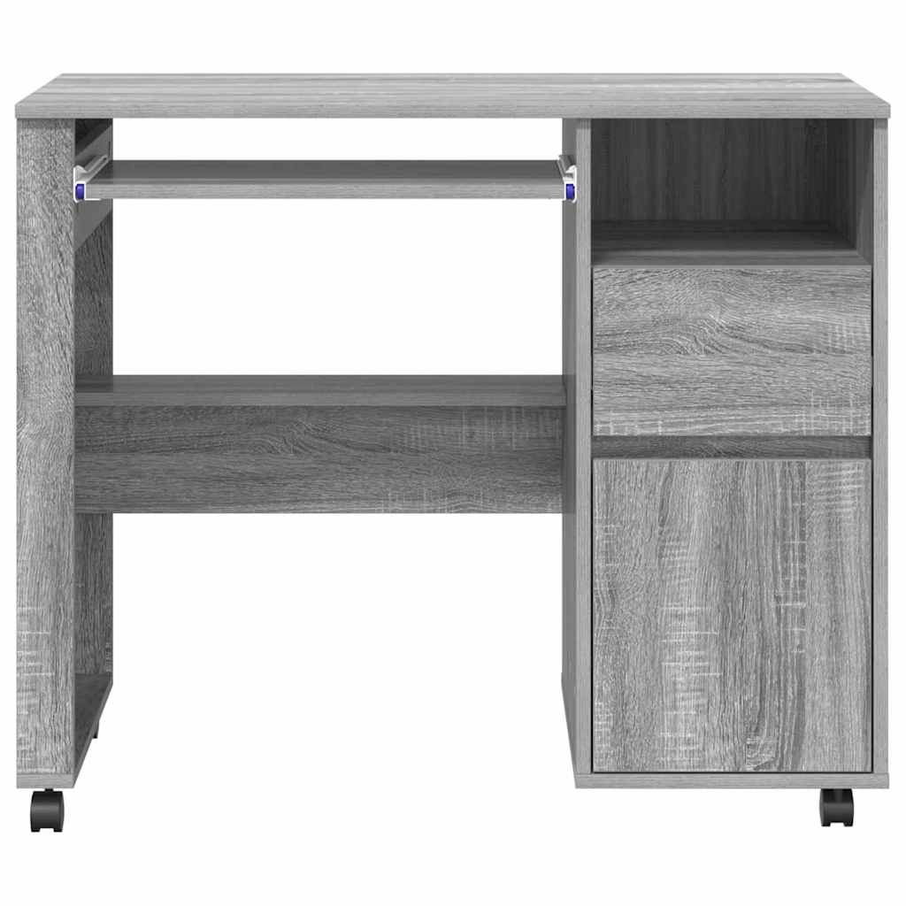 Bureau met Wielen Grijs Sonoma 91 x 50 x 77 cm Bewerkt hout is nu te koop bij PeponiXL, paradijselijk wonen!