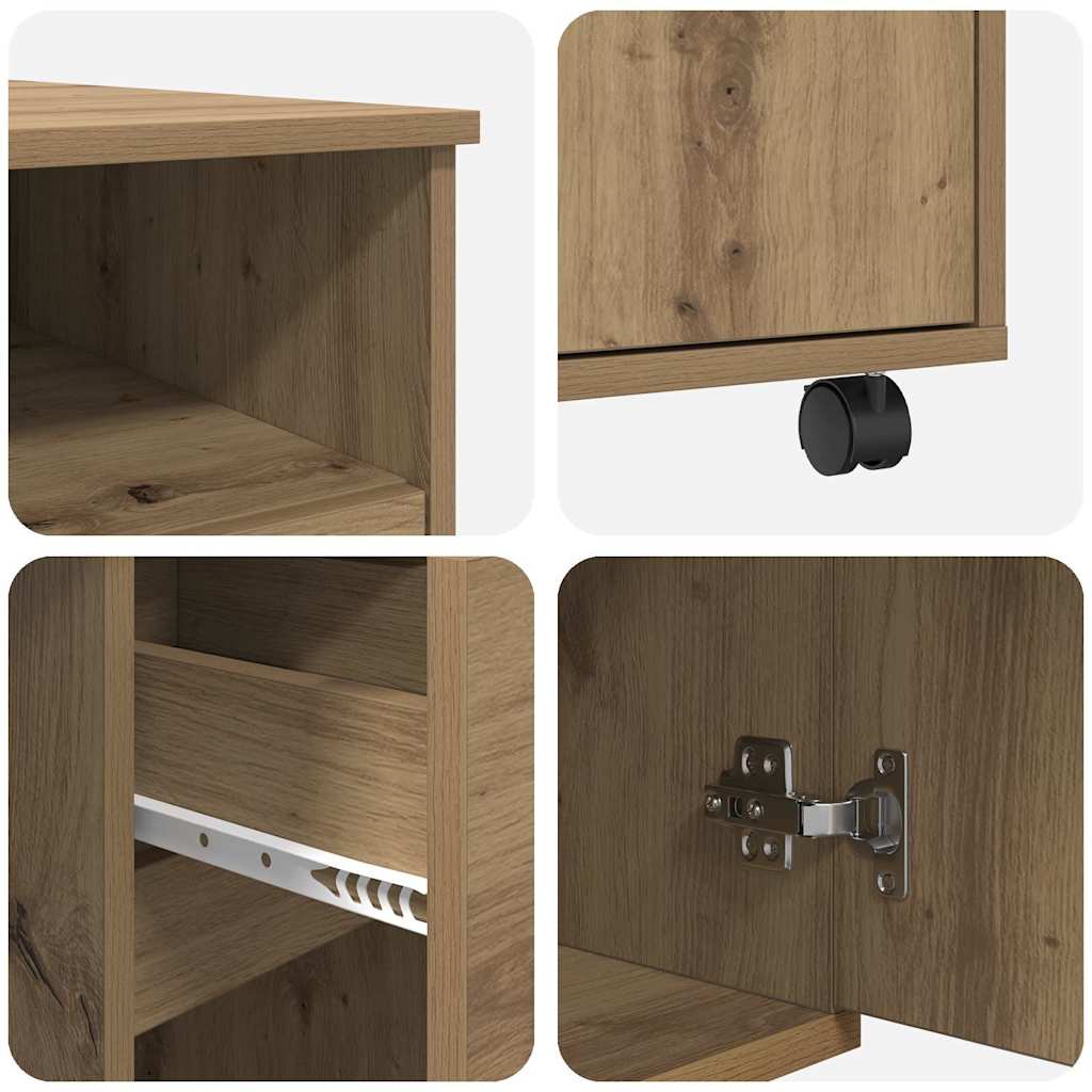 Bureau met Wielen Artisan Eiken 91 x 50 x 77 cm Bewerkt hout is nu te koop bij PeponiXL, paradijselijk wonen!