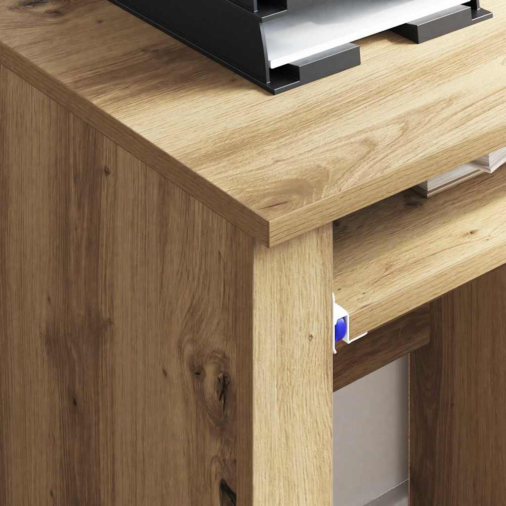 Bureau met Wielen Artisan Eiken 91 x 50 x 77 cm Bewerkt hout is nu te koop bij PeponiXL, paradijselijk wonen!