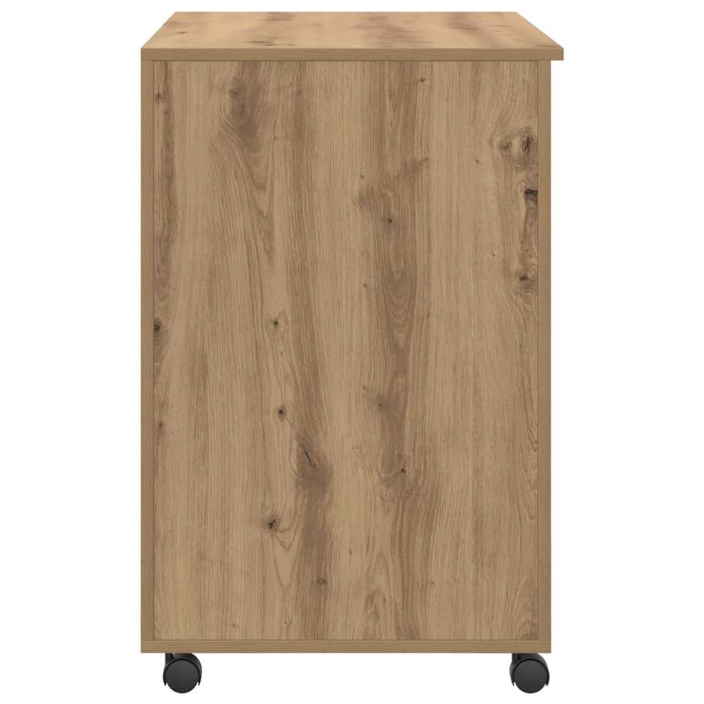 Bureau met Wielen Artisan Eiken 91 x 50 x 77 cm Bewerkt hout is nu te koop bij PeponiXL, paradijselijk wonen!