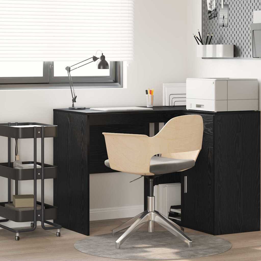 Bureau met plank Zwart Eiken 102 x 50 x 75 cm Bewerkt hout is nu te koop bij PeponiXL, paradijselijk wonen!