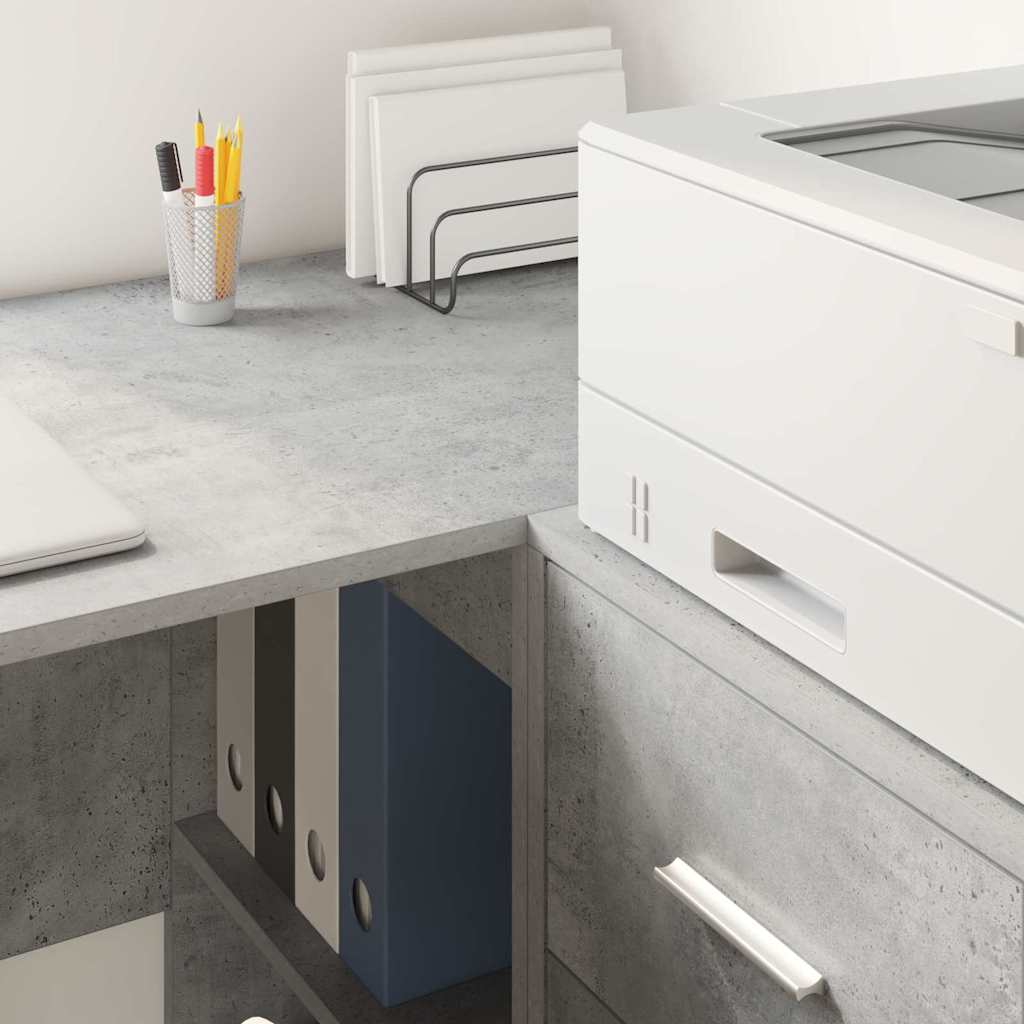 Bureau met plank Beton Grijs 102 x 50 x 75 cm Bewerkt hout is nu te koop bij PeponiXL, paradijselijk wonen!