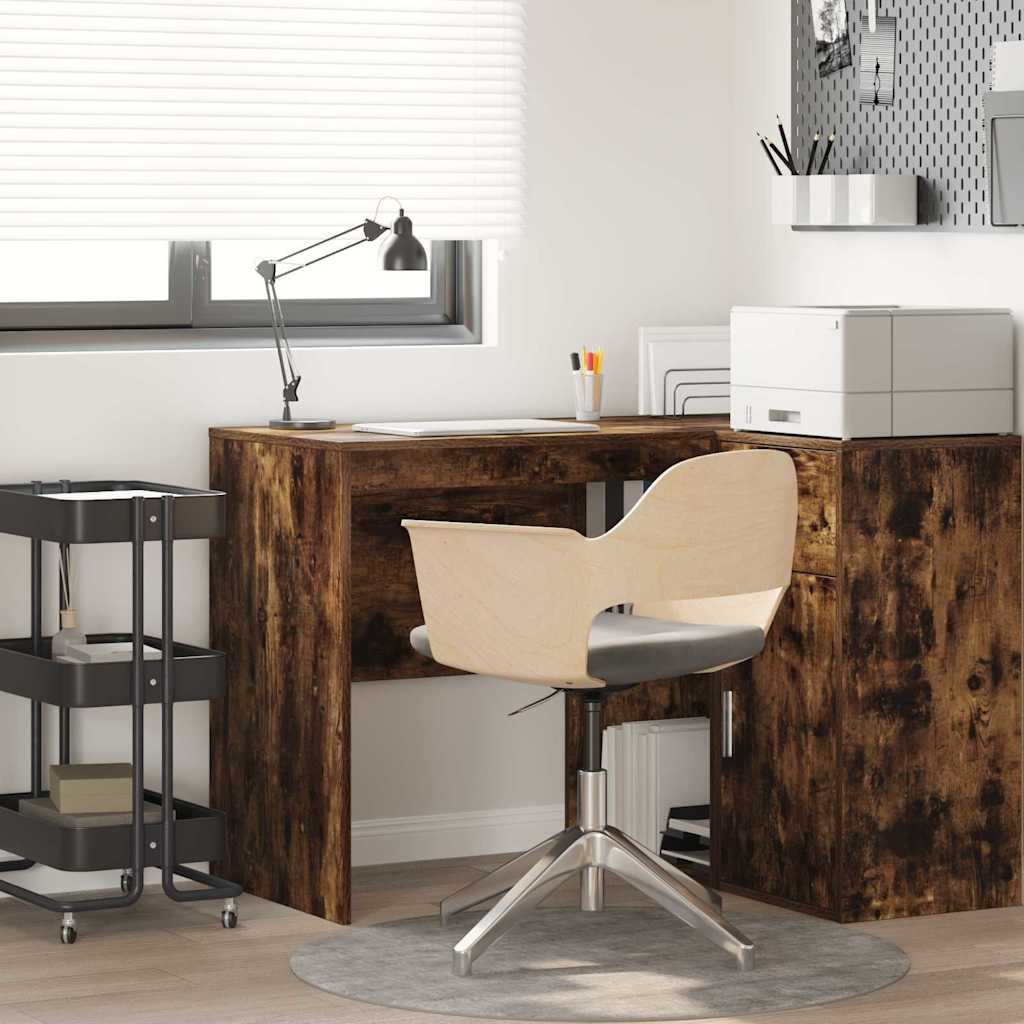 Bureau met plank Gerookt eiken 102 x 50 x 75 cm Bewerkt hout is nu te koop bij PeponiXL, paradijselijk wonen!