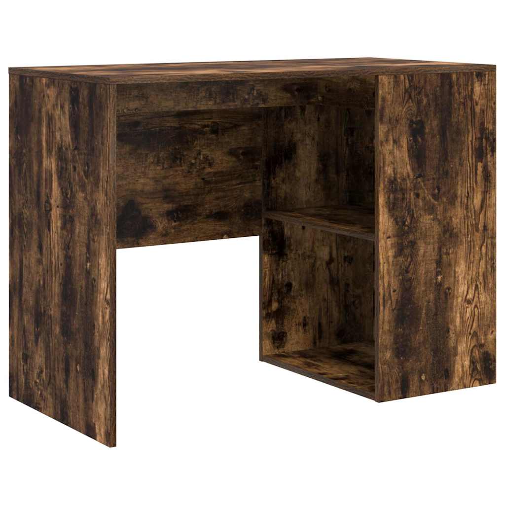 Bureau met plank Gerookt eiken 102 x 50 x 75 cm Bewerkt hout is nu te koop bij PeponiXL, paradijselijk wonen!