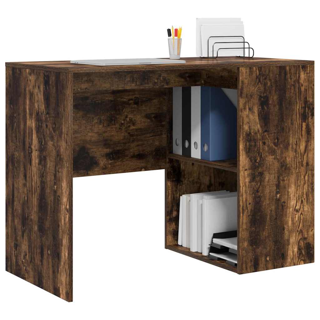 Bureau met plank Gerookt eiken 102 x 50 x 75 cm Bewerkt hout is nu te koop bij PeponiXL, paradijselijk wonen!