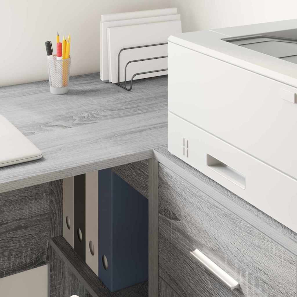 Bureau met plank Grijs Sonoma 102 x 50 x 75 cm Bewerkt hout is nu te koop bij PeponiXL, paradijselijk wonen!