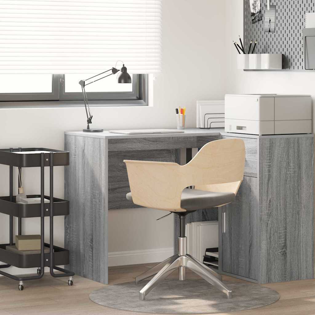 Bureau met plank Grijs Sonoma 102 x 50 x 75 cm Bewerkt hout is nu te koop bij PeponiXL, paradijselijk wonen!
