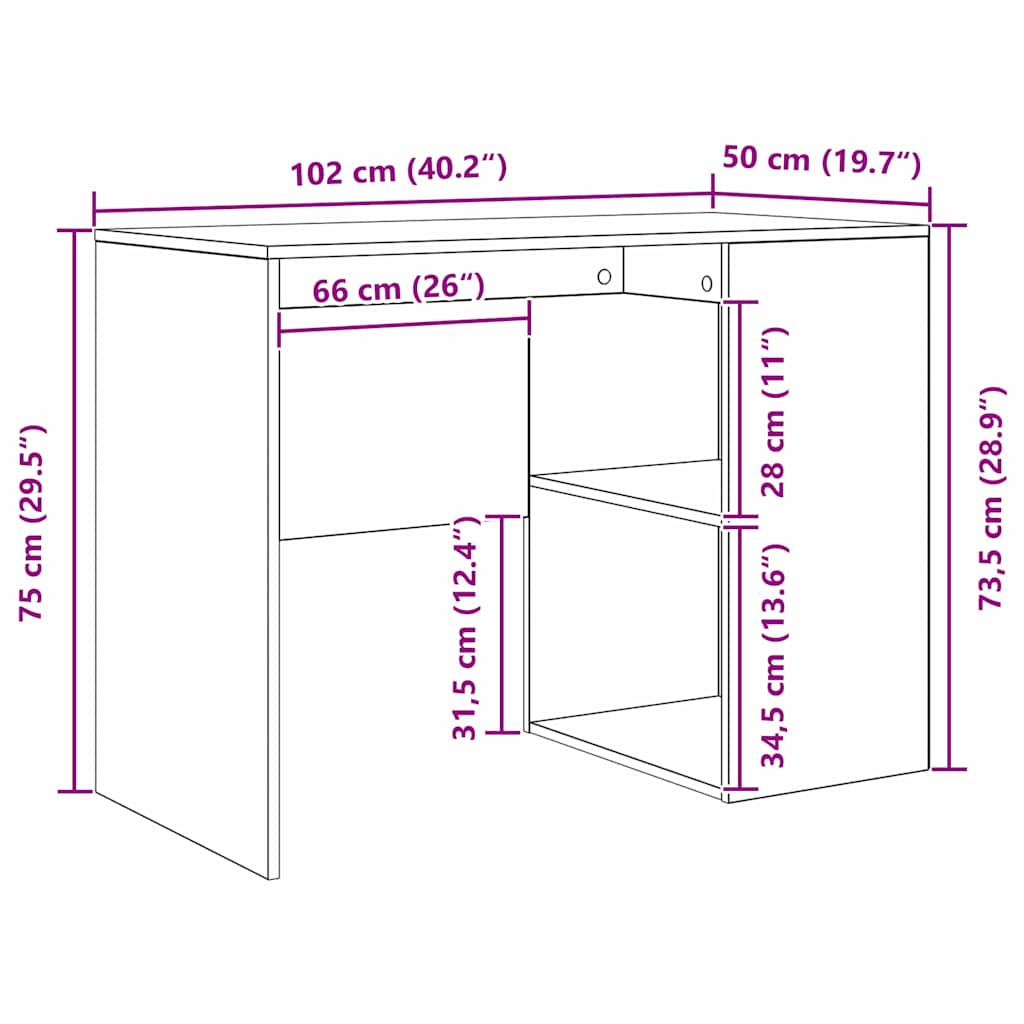 Bureau met plank Artisan Eiken 102 x 50 x 75 cm Bewerkt hout is nu te koop bij PeponiXL, paradijselijk wonen!