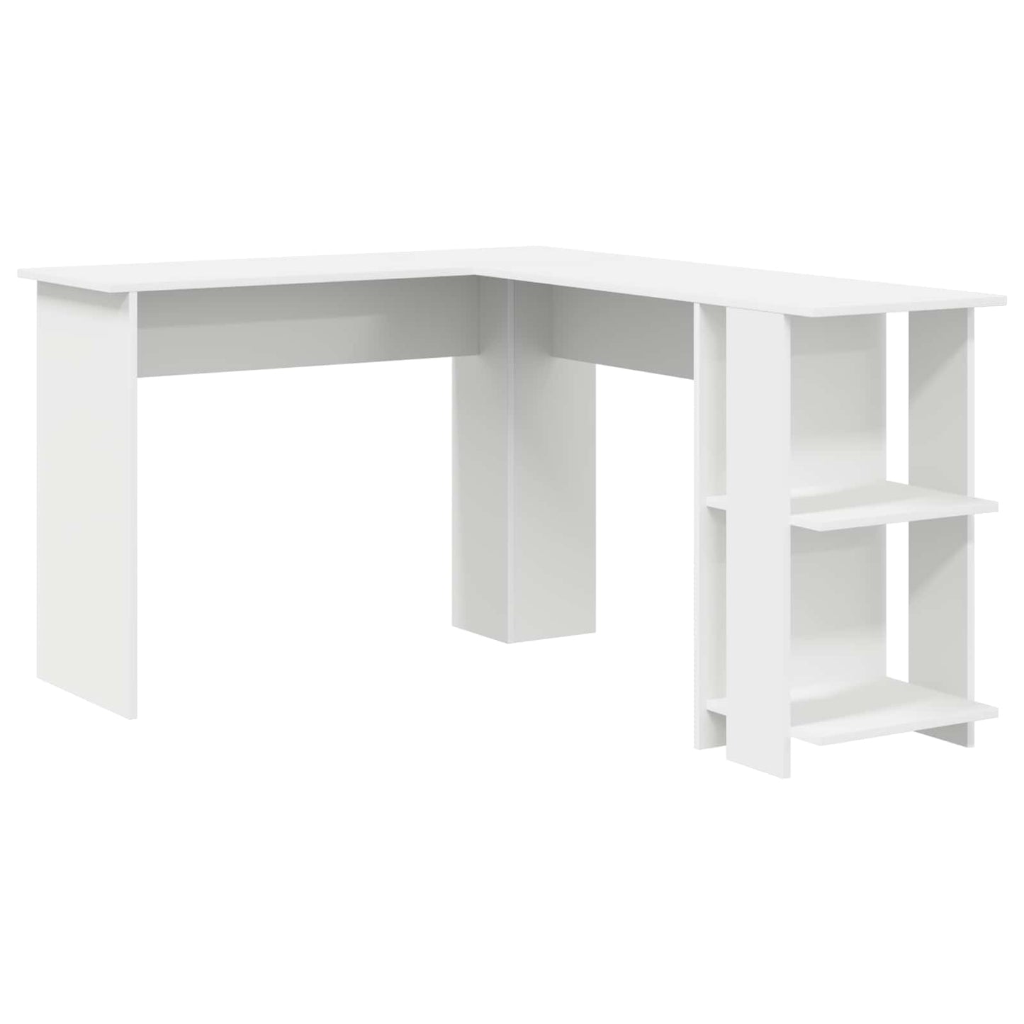 Hoekbureau met plank Wit 140 x 113,5 x 75 cm Bewerkt hout is nu te koop bij PeponiXL, paradijselijk wonen!