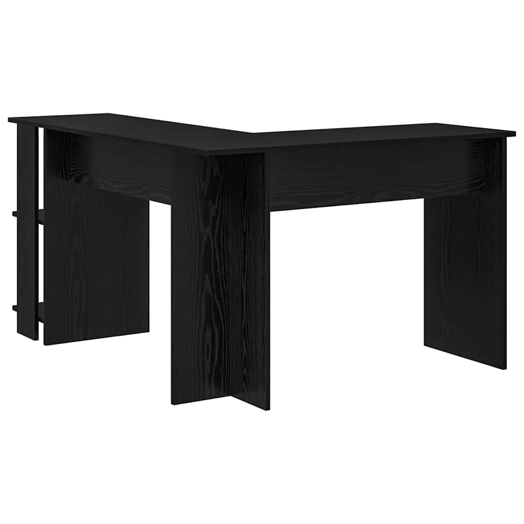 Hoekbureau Zwart Eiken 140 x 113,5 x 75 cm Bewerkt hout is nu te koop bij PeponiXL, paradijselijk wonen!