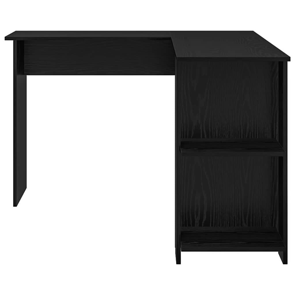 Hoekbureau Zwart Eiken 140 x 113,5 x 75 cm Bewerkt hout is nu te koop bij PeponiXL, paradijselijk wonen!