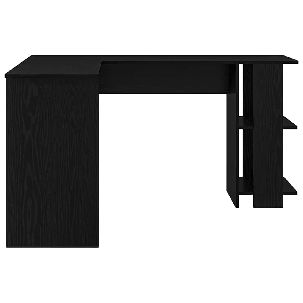 Hoekbureau Zwart Eiken 140 x 113,5 x 75 cm Bewerkt hout is nu te koop bij PeponiXL, paradijselijk wonen!
