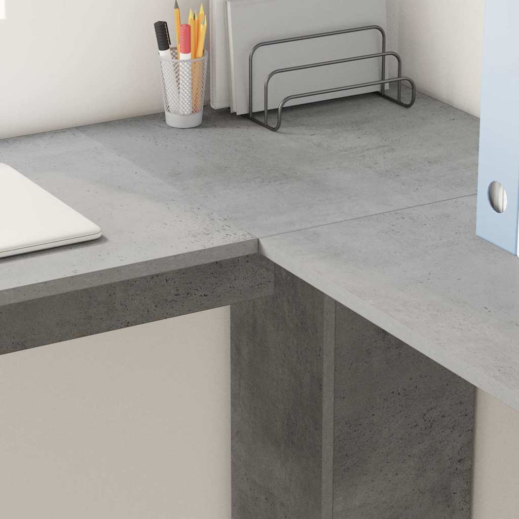 Hoekbureau Beton Grijs 140 x 113,5 x 75 cm Bewerkt hout is nu te koop bij PeponiXL, paradijselijk wonen!