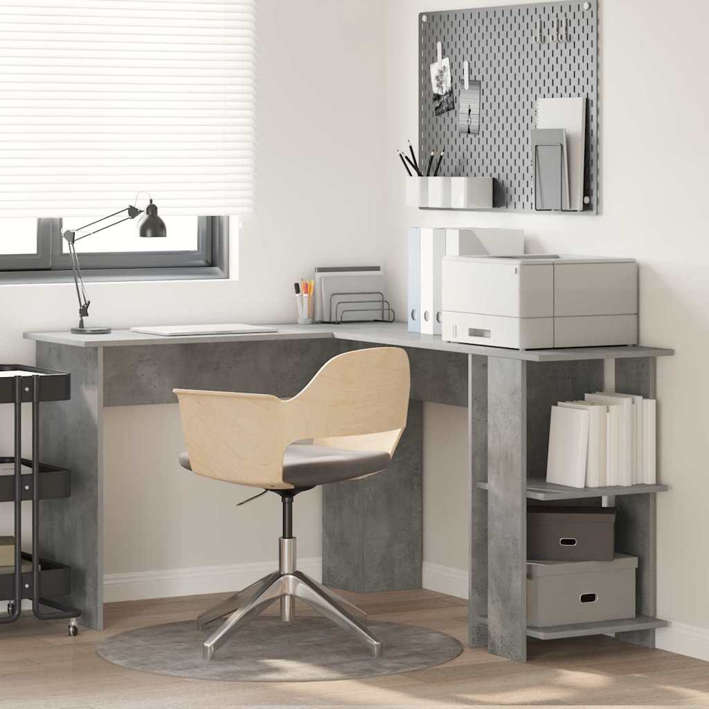 Hoekbureau Beton Grijs 140 x 113,5 x 75 cm Bewerkt hout is nu te koop bij PeponiXL, paradijselijk wonen!