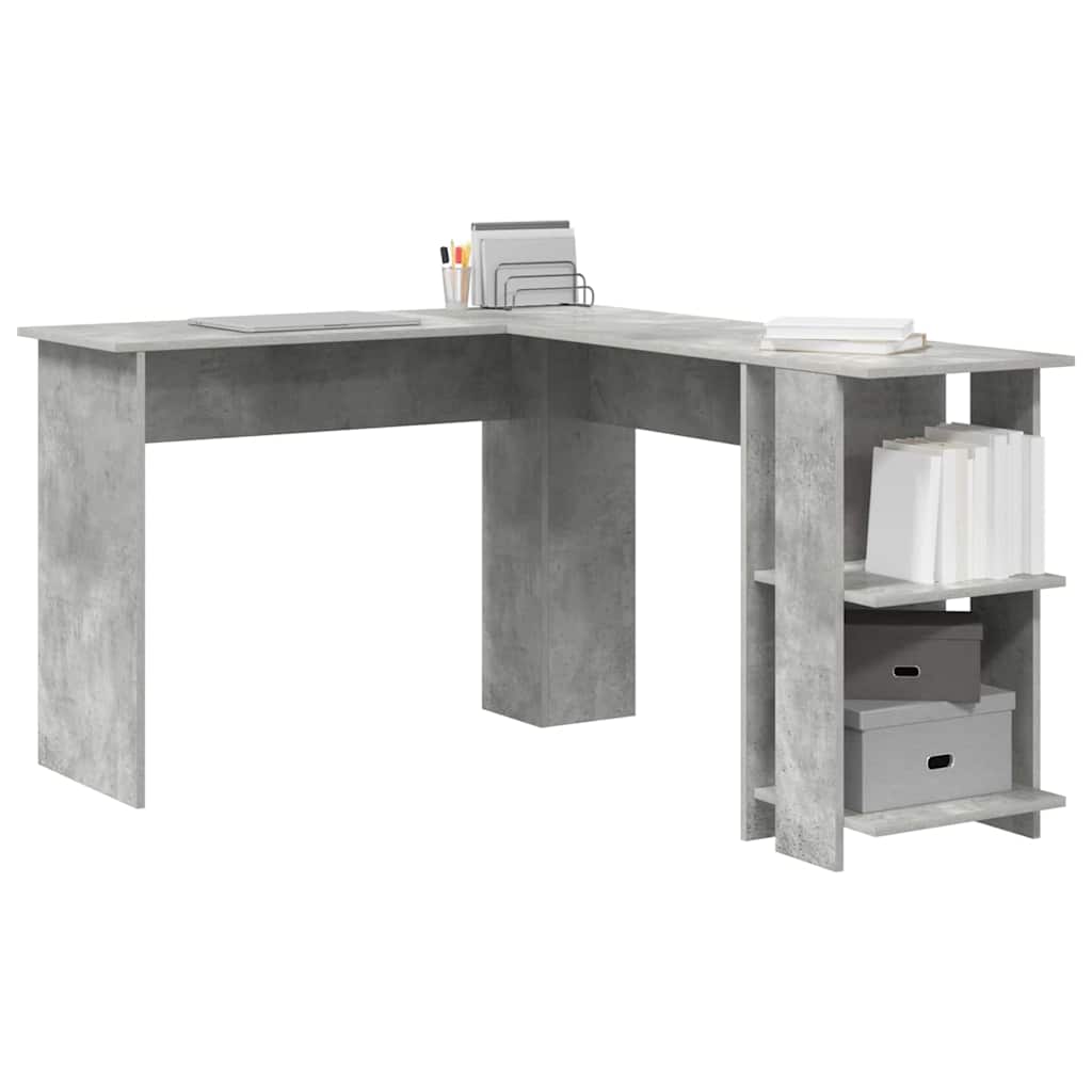 Hoekbureau Beton Grijs 140 x 113,5 x 75 cm Bewerkt hout is nu te koop bij PeponiXL, paradijselijk wonen!