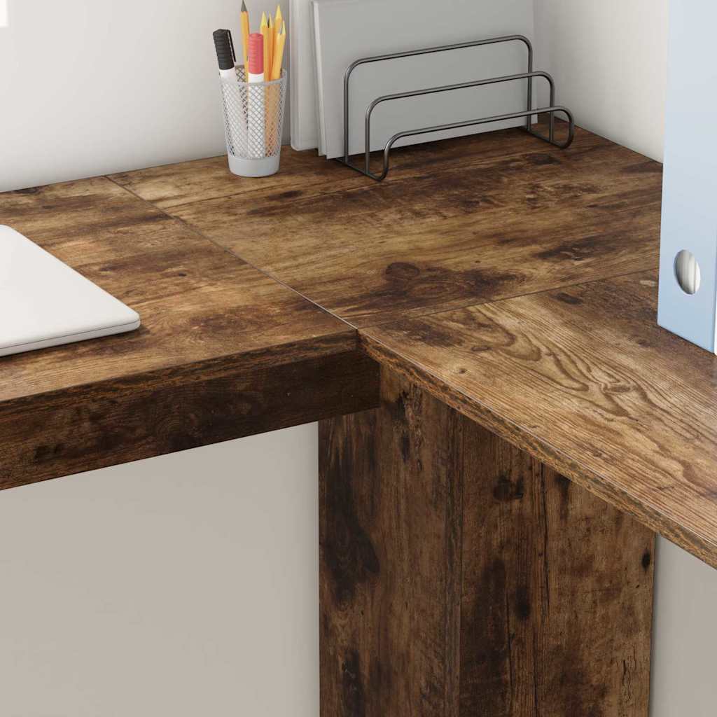 Hoekbureau Gerookt eiken 140 x 113,5 x 75 cm Bewerkt hout is nu te koop bij PeponiXL, paradijselijk wonen!