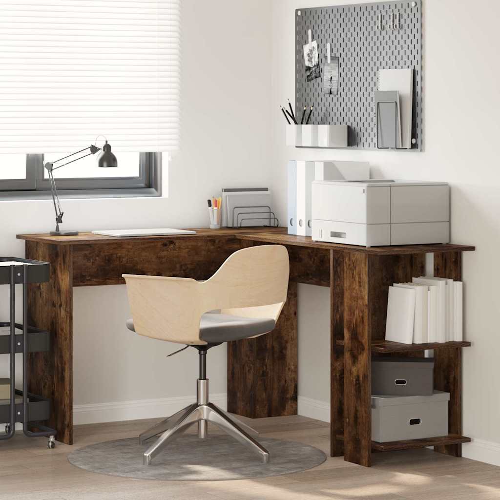 Hoekbureau Gerookt eiken 140 x 113,5 x 75 cm Bewerkt hout is nu te koop bij PeponiXL, paradijselijk wonen!