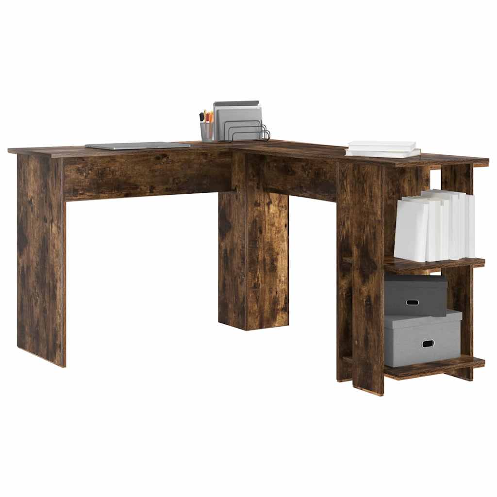Hoekbureau Gerookt eiken 140 x 113,5 x 75 cm Bewerkt hout is nu te koop bij PeponiXL, paradijselijk wonen!