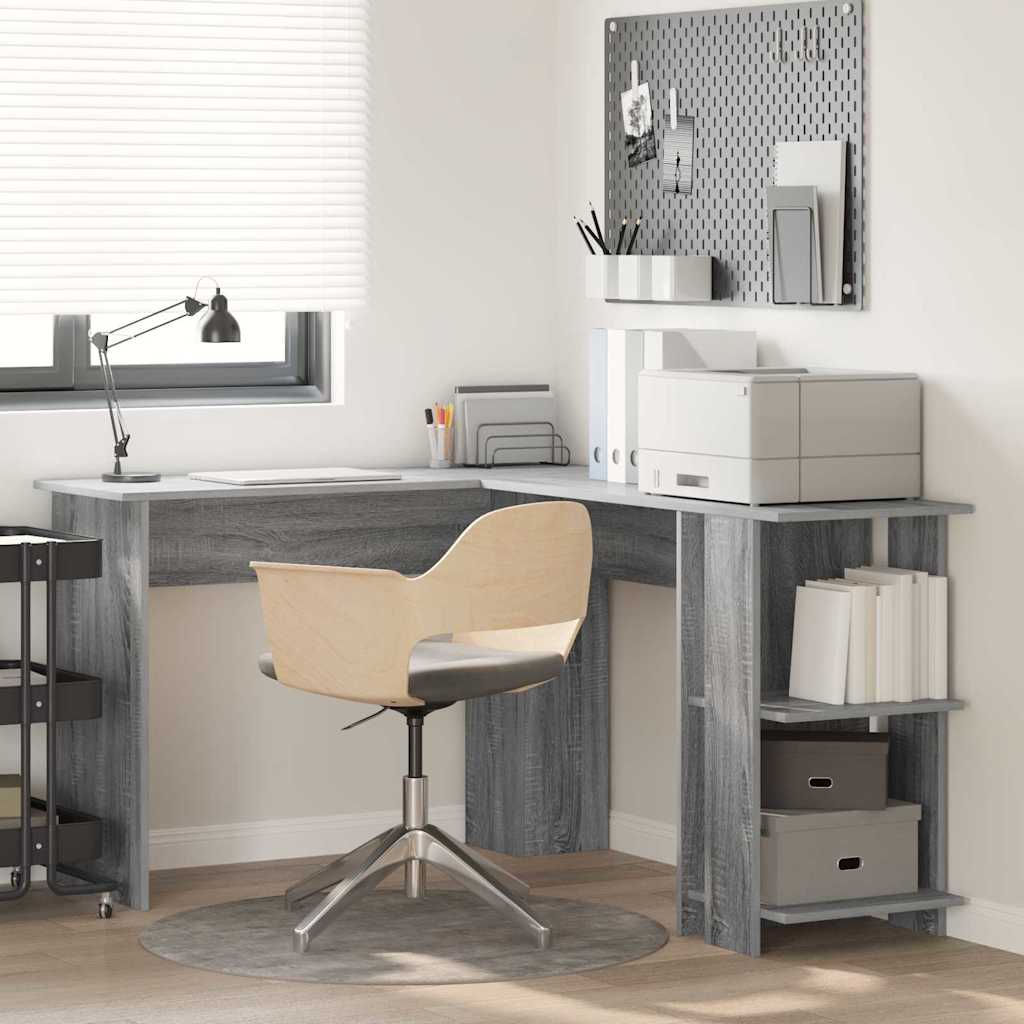 Hoekbureau Grijs Sonoma 140 x 113,5 x 75 cm Bewerkt hout is nu te koop bij PeponiXL, paradijselijk wonen!