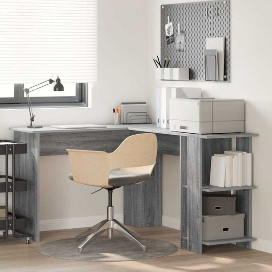 Hoekbureau Grijs Sonoma 140 x 113,5 x 75 cm Bewerkt hout is nu te koop bij PeponiXL, paradijselijk wonen!