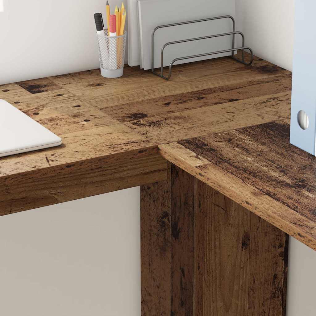 Hoekbureau met plank Oud Hout 140 x 113,5 x 75 cm Bewerkt hout is nu te koop bij PeponiXL, paradijselijk wonen!