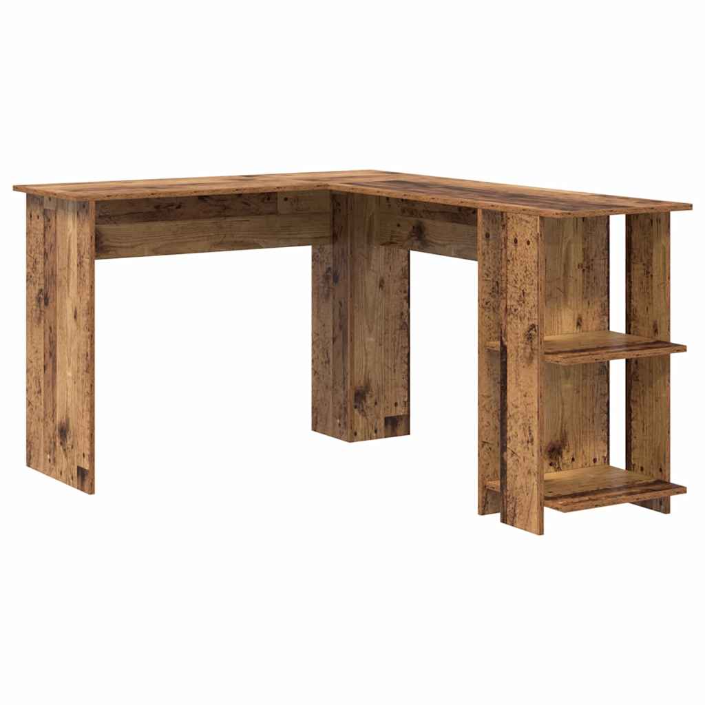 Hoekbureau met plank Oud Hout 140 x 113,5 x 75 cm Bewerkt hout is nu te koop bij PeponiXL, paradijselijk wonen!