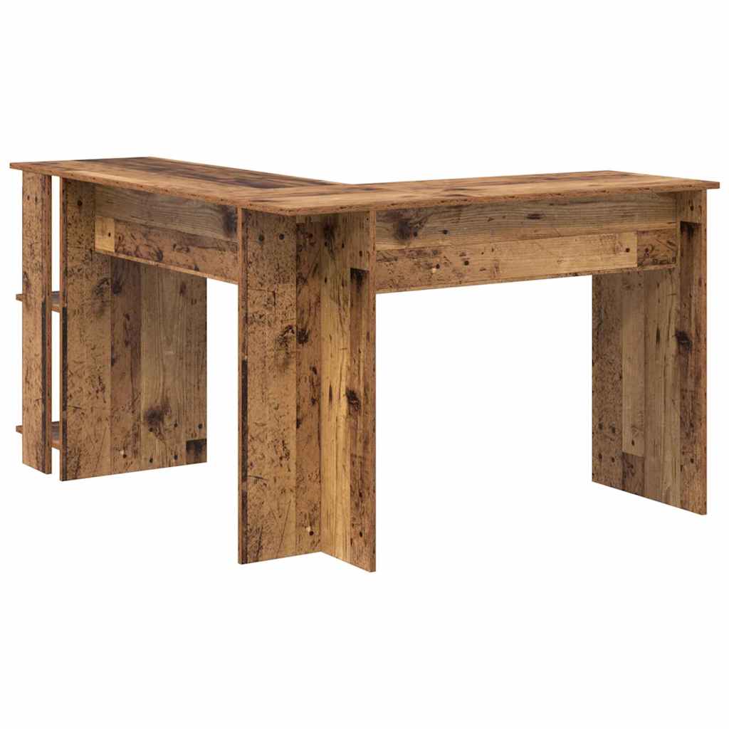 Hoekbureau met plank Oud Hout 140 x 113,5 x 75 cm Bewerkt hout is nu te koop bij PeponiXL, paradijselijk wonen!