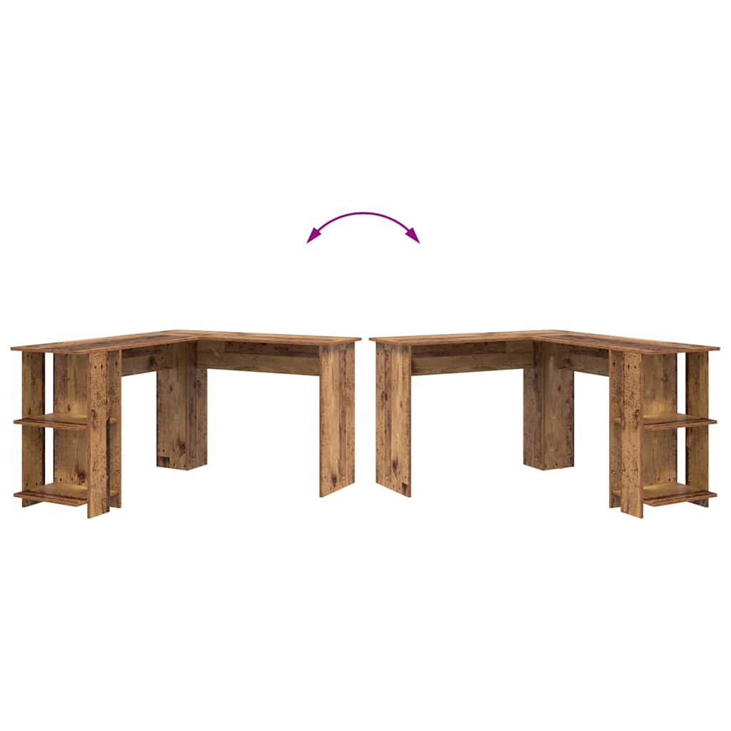 Hoekbureau met plank Oud Hout 140 x 113,5 x 75 cm Bewerkt hout is nu te koop bij PeponiXL, paradijselijk wonen!
