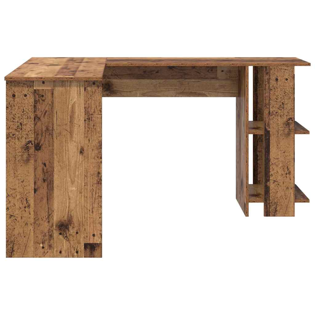 Hoekbureau met plank Oud Hout 140 x 113,5 x 75 cm Bewerkt hout is nu te koop bij PeponiXL, paradijselijk wonen!