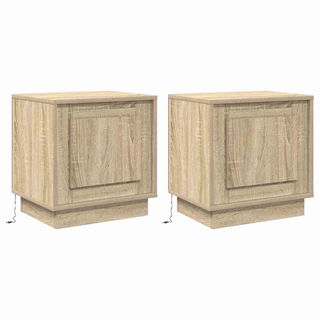 Nachtkastje 2 pcs Sonoma Eiken 44 x 34,5 x 45 cm Bewerkt hout is nu te koop bij PeponiXL, paradijselijk wonen!