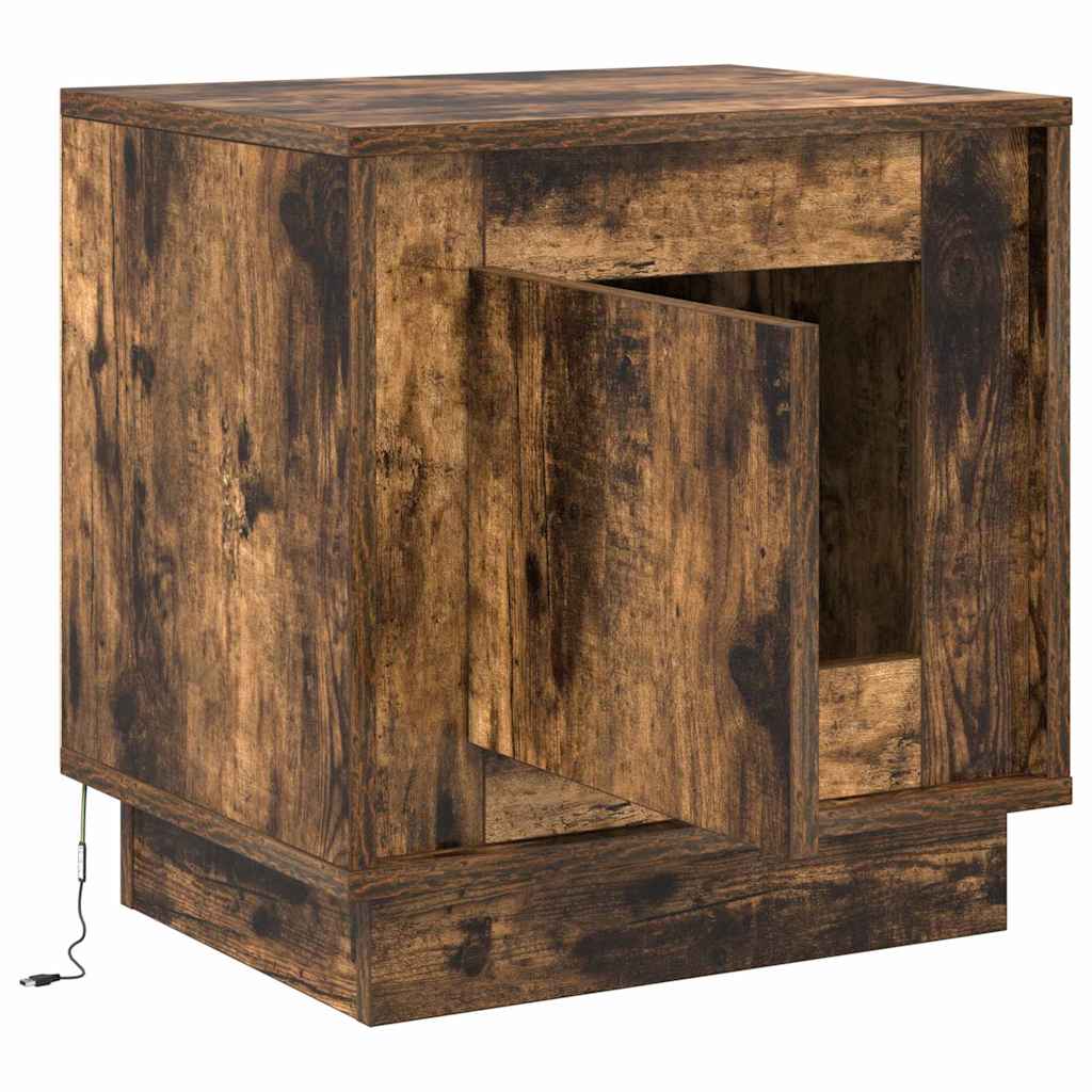 Nachtkastje Gerookt eiken 44 x 34,5 x 45 cm Bewerkt hout is nu te koop bij PeponiXL, paradijselijk wonen!