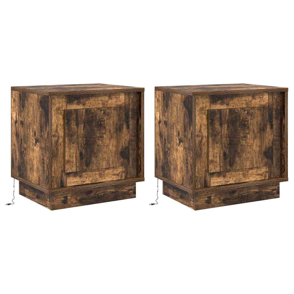 Nachtkastje 2 pcs Gerookt eiken 44 x 34,5 x 45 cm Bewerkt hout is nu te koop bij PeponiXL, paradijselijk wonen!