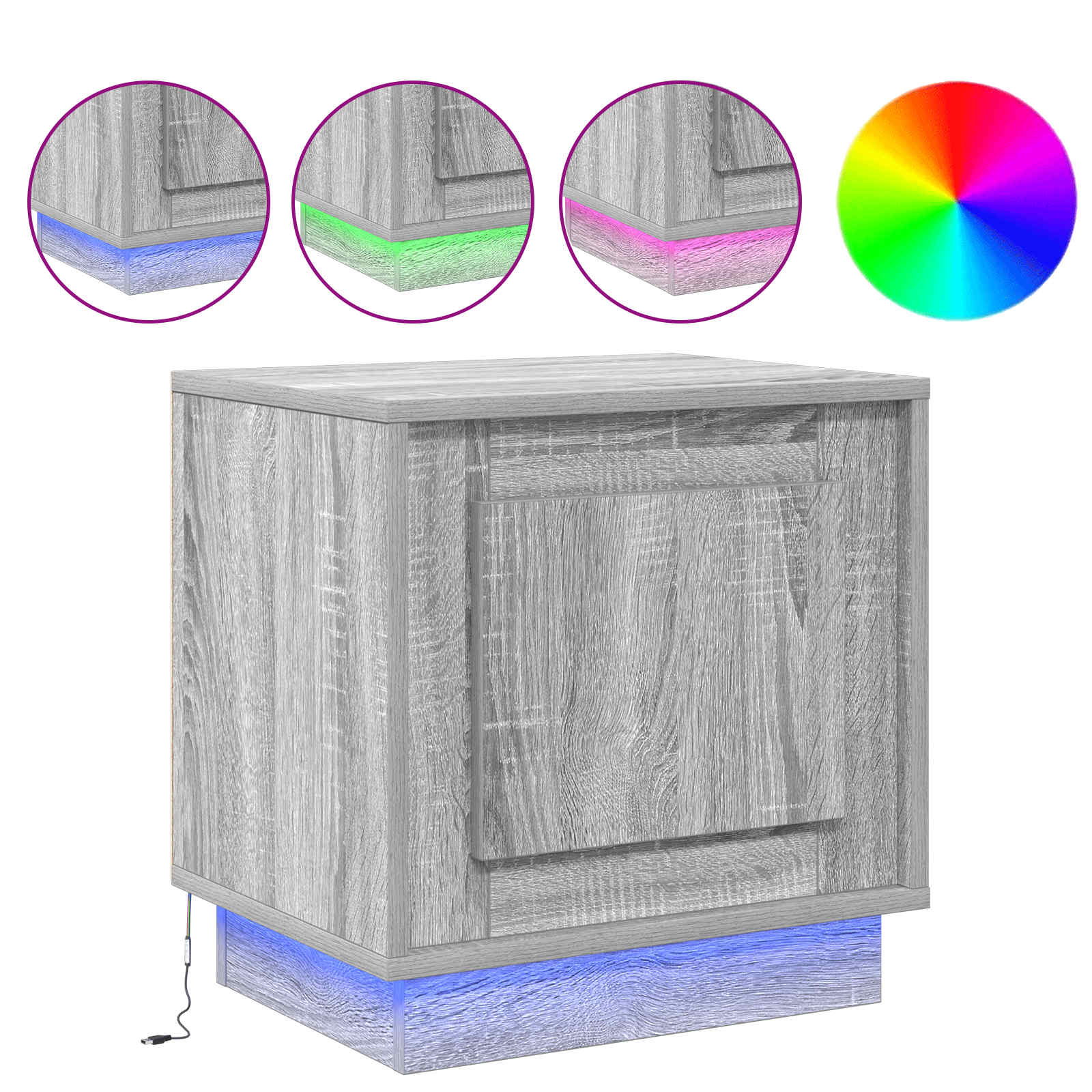 Nachtkastje Grijs 44 x 34,5 x 45 cm Bewerkt hout is nu te koop bij PeponiXL, paradijselijk wonen!
