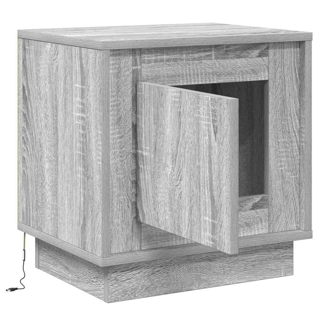 Nachtkastje Grijs 44 x 34,5 x 45 cm Bewerkt hout is nu te koop bij PeponiXL, paradijselijk wonen!