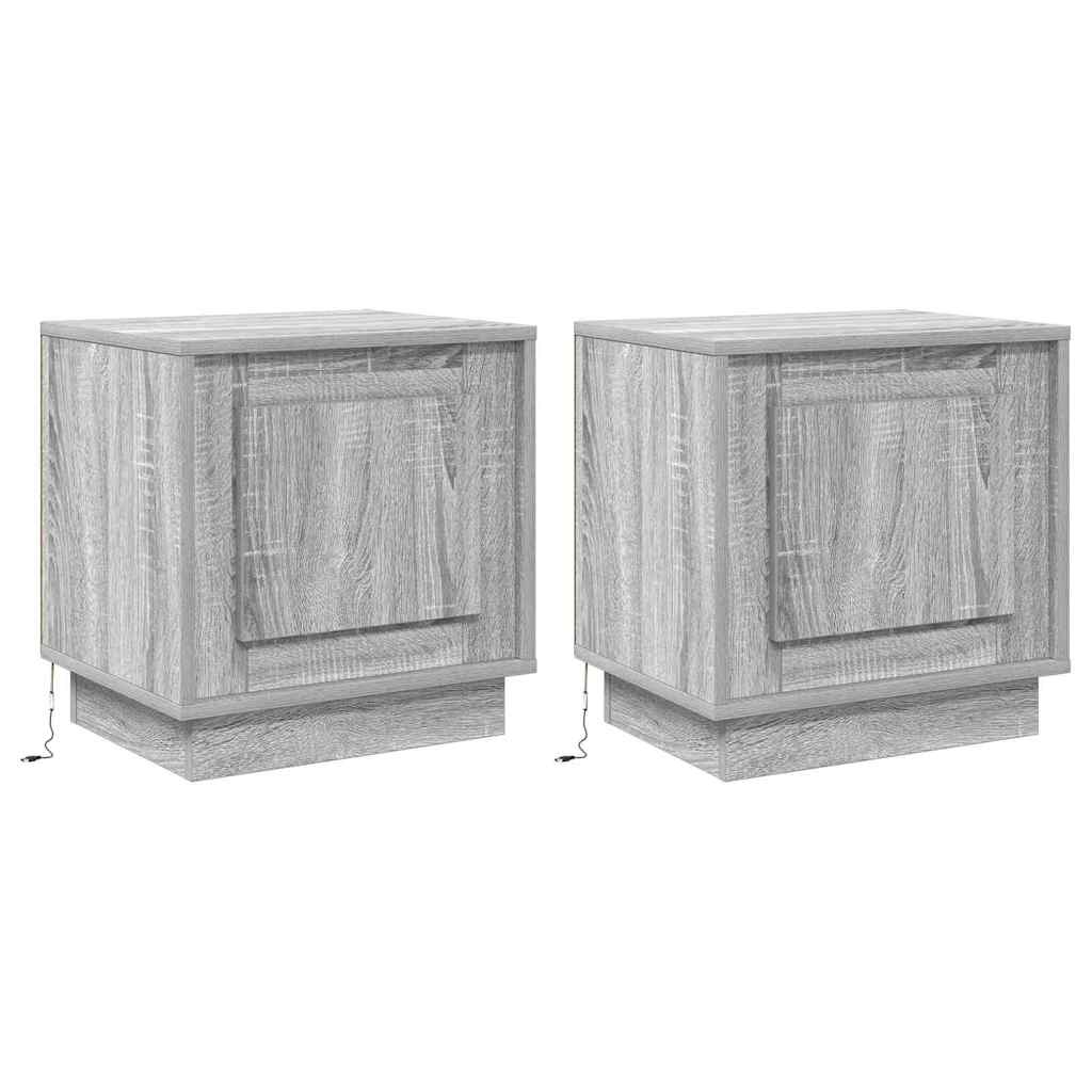 Nachtkastje 2 pcs Grijs 44 x 34,5 x 45 cm Bewerkt hout is nu te koop bij PeponiXL, paradijselijk wonen!