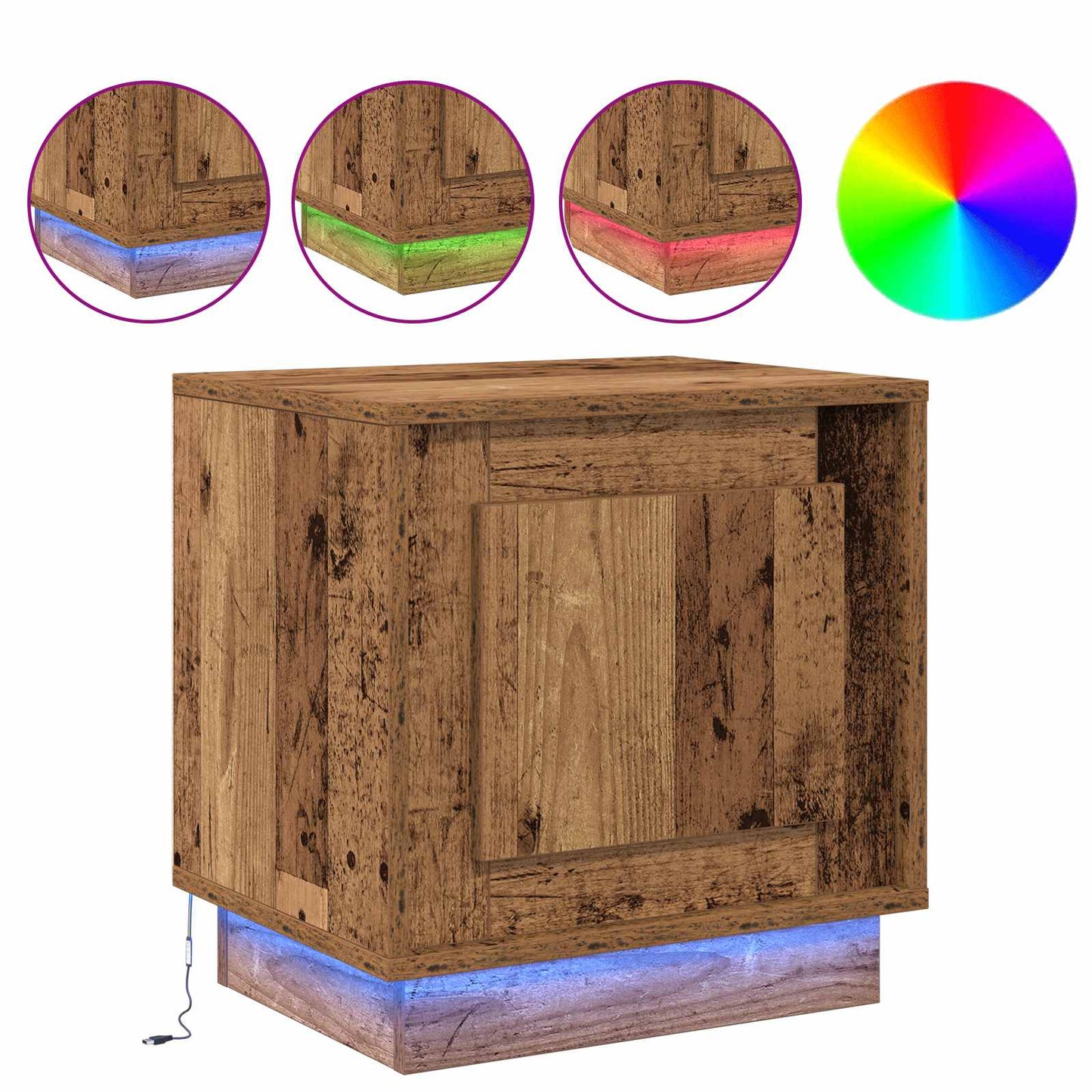 Nachtkastje Oudhout 44 x 34,5 x 45 cm Bewerkt hout is nu te koop bij PeponiXL, paradijselijk wonen!