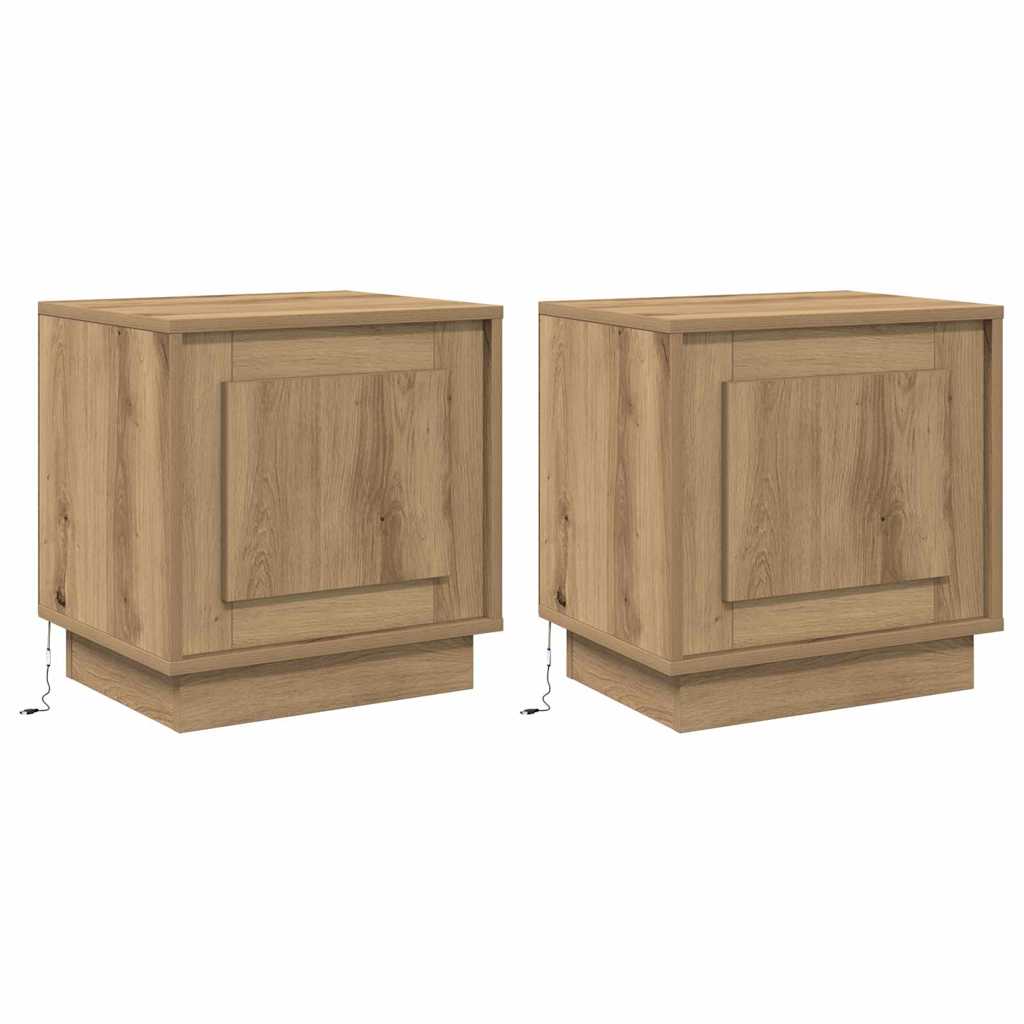 Nachtkastje 2 pcs Artisan Eiken 44 x 34,5 x 45 cm Bewerkt hout is nu te koop bij PeponiXL, paradijselijk wonen!