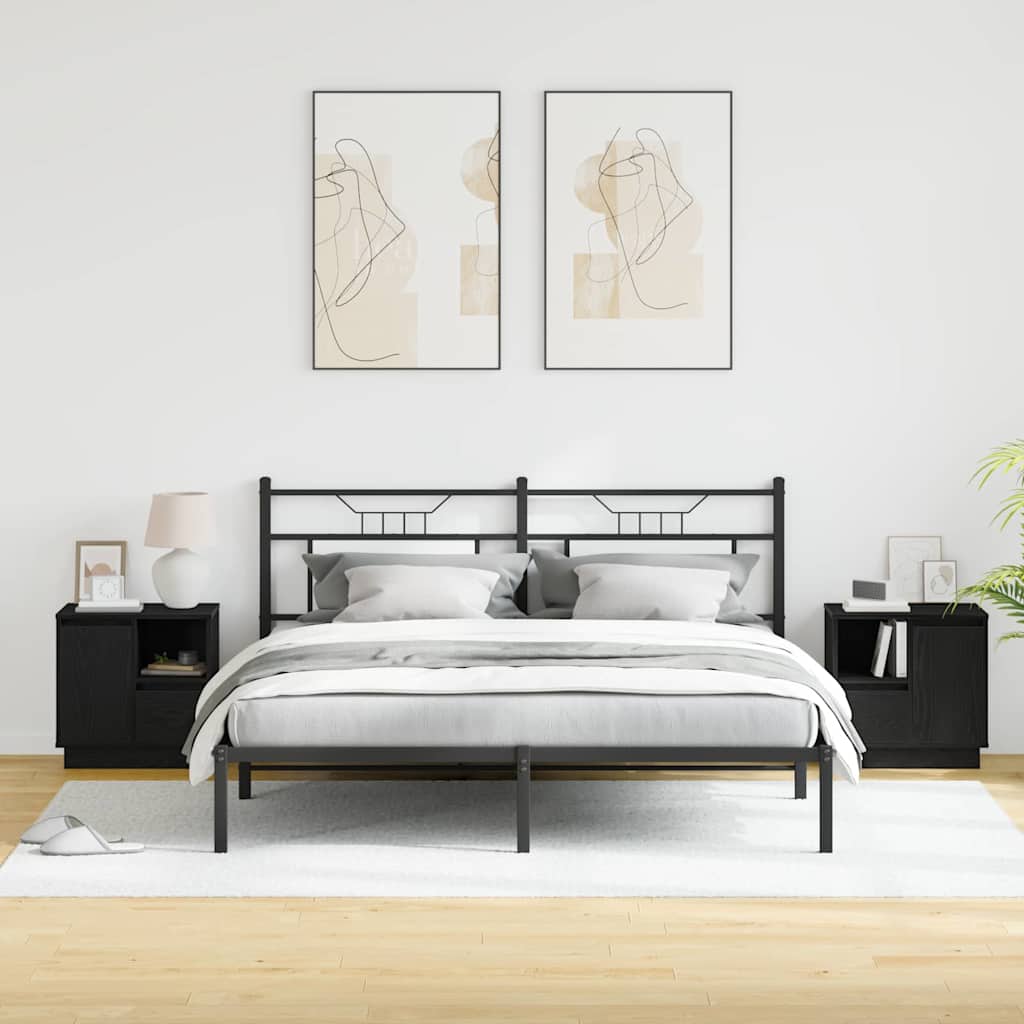 Nachtkastje 2 pcs Zwart Eiken 50 x 34,5 x 50 cm. Bewerkt hout is nu te koop bij PeponiXL, paradijselijk wonen!